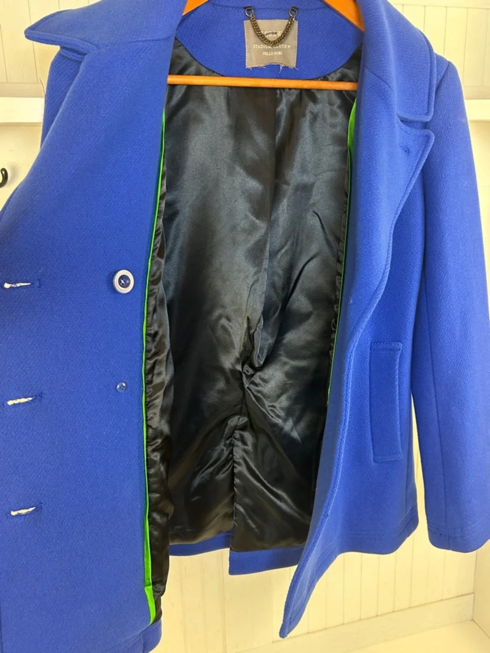 J.Crew Blue Wool Peacoat Gold Buttons Double Breasted Classic - Picture 12 of 13